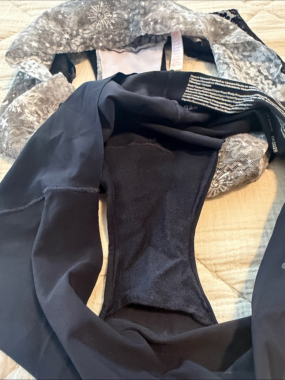 PINK Victoria's Secret Black and Gray Lace & Printed Hipster Panty Trio - Picture 9 of 11